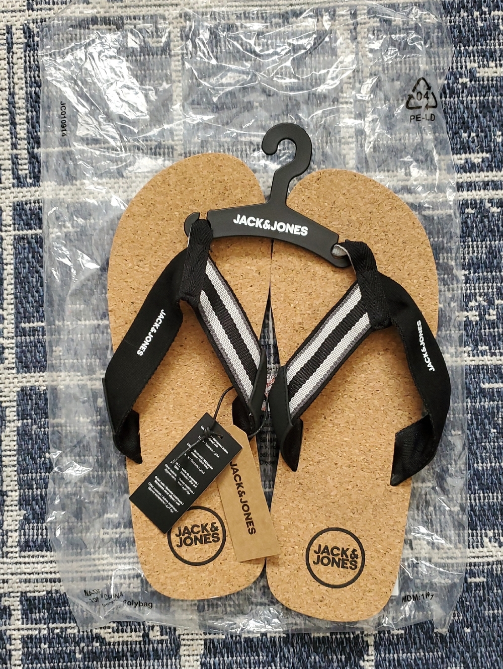 Jack & Jones Cork Flip Flops Natural/Black NWT